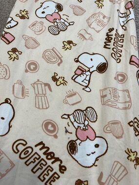 Peanuts Snoopy Woodstock Pajama Pants More Coffee peach pink size Small 2025